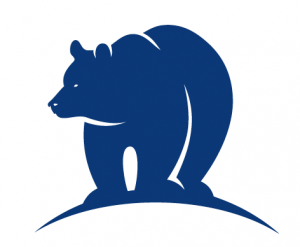 Illustration of a bear in blue.